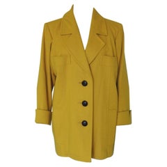 Vintage 1990er Jahre Yves Saint Laurent Rive Gauche kastengelber Wollmantel