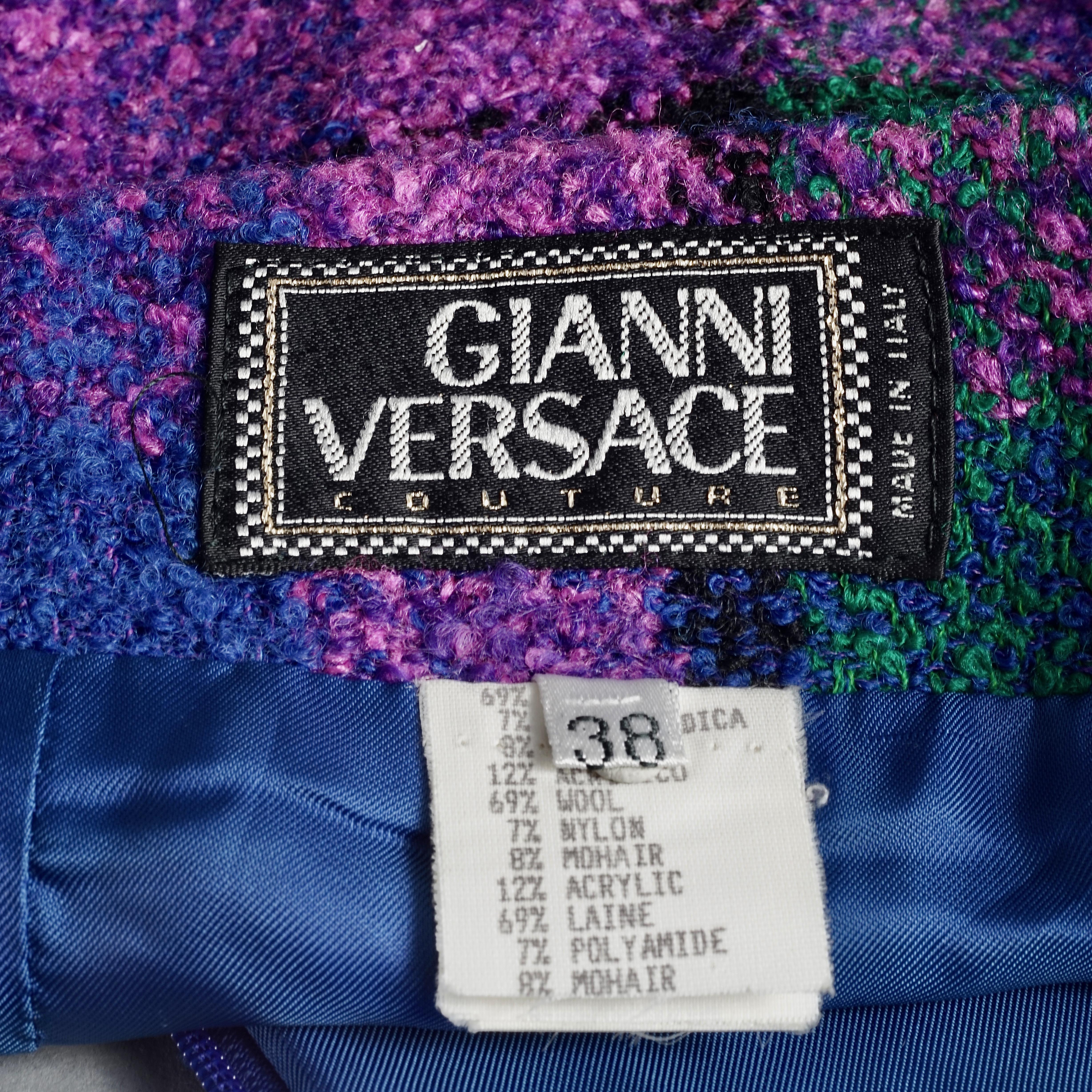 Vintage 1991 A/W GIANNI VERSACE Couture Plaid Tartan Jacket Skirt Suit 2