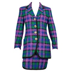 Vintage 1991 A/W GIANNI VERSACE Couture Plaid Tartan Jacket Skirt Suit