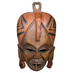 Máscara de madera africana vintage 1991 "Jambo Kenya" - 2Y361