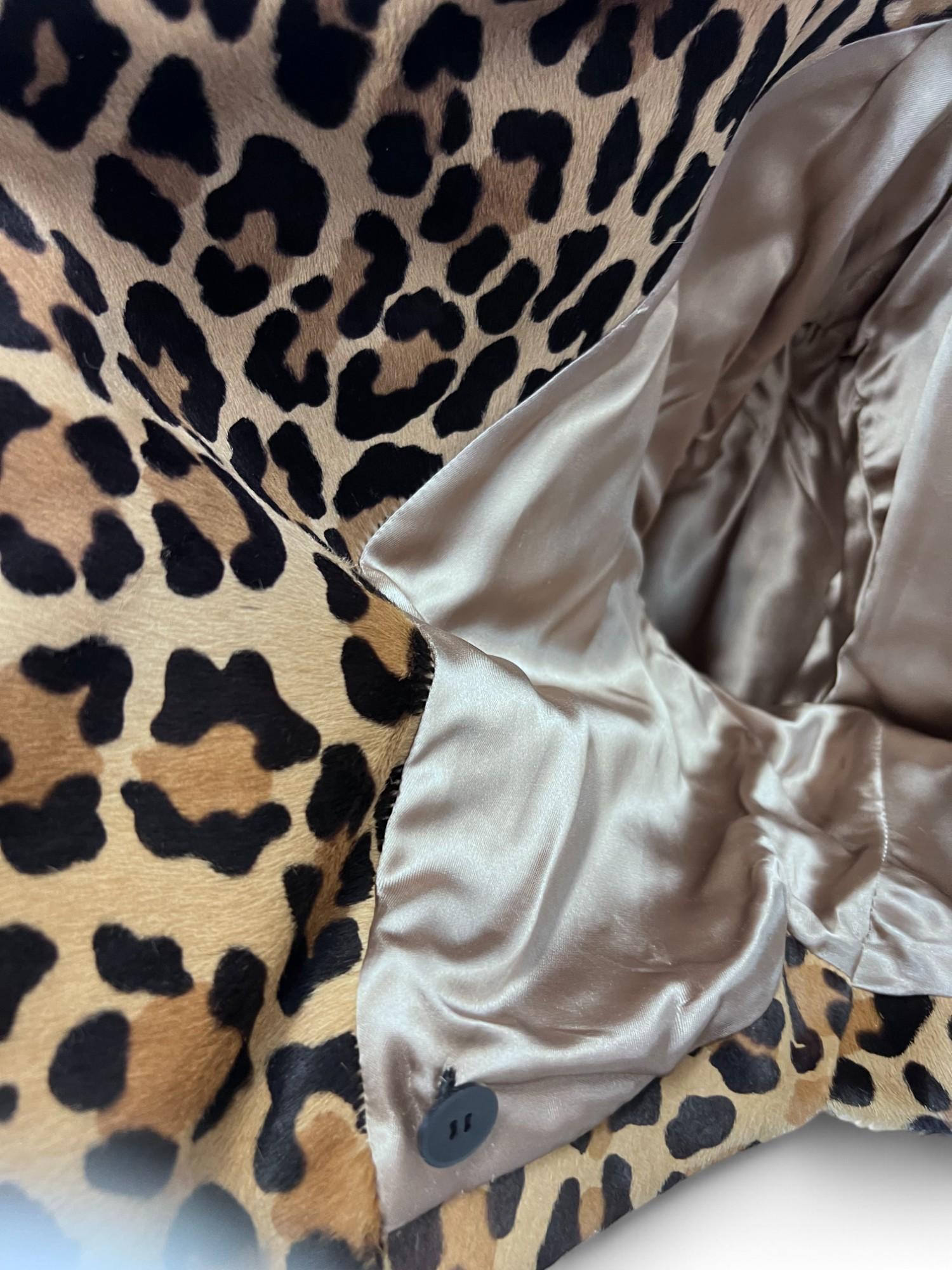 Vintage 1991 Azzedine Alaïa Leopard Calf Leather Cropped Jacket Sz: 38 For Sale 5