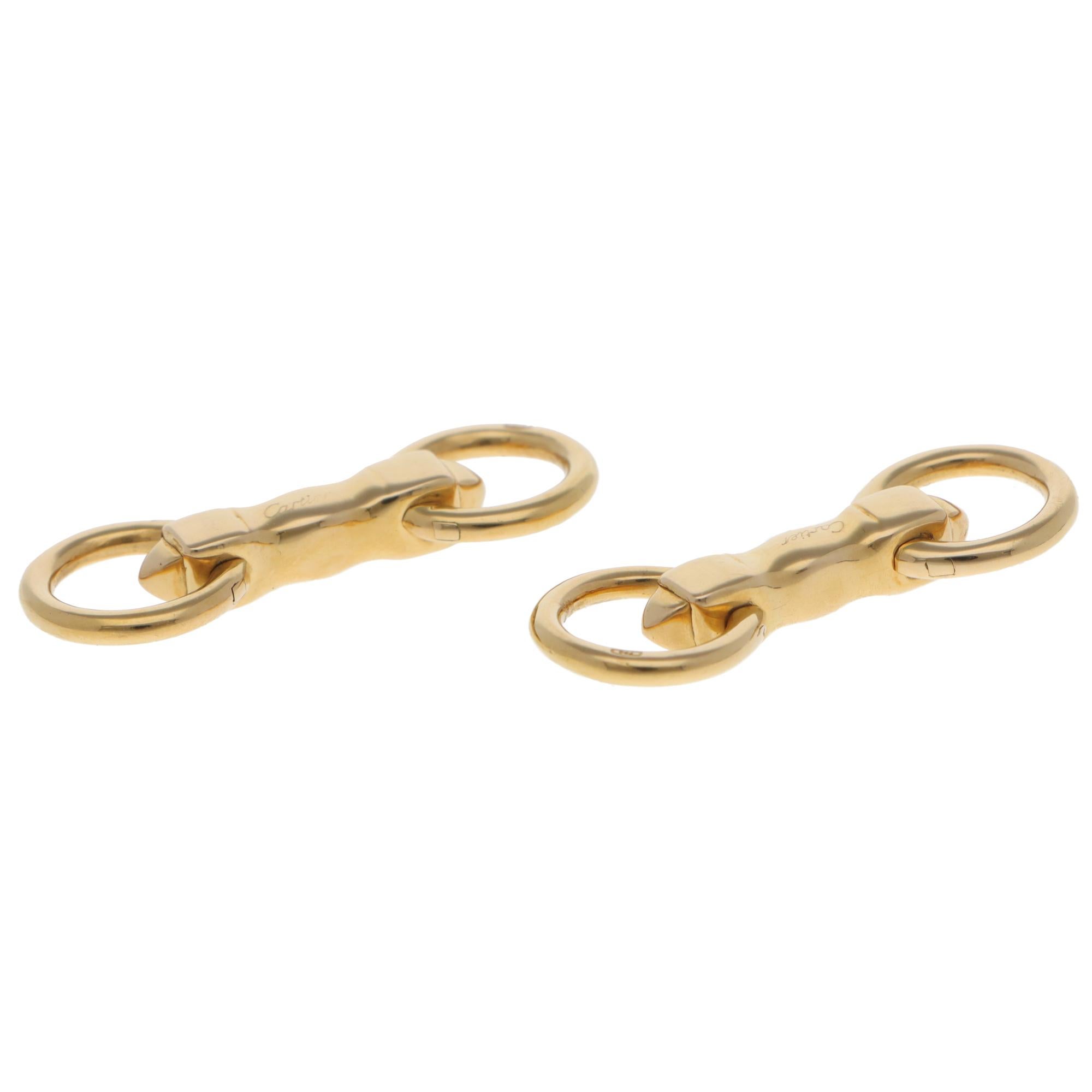 Boutons de manchette Vintage 1991 Cartier en or jaune Excellent état - En vente à London, GB