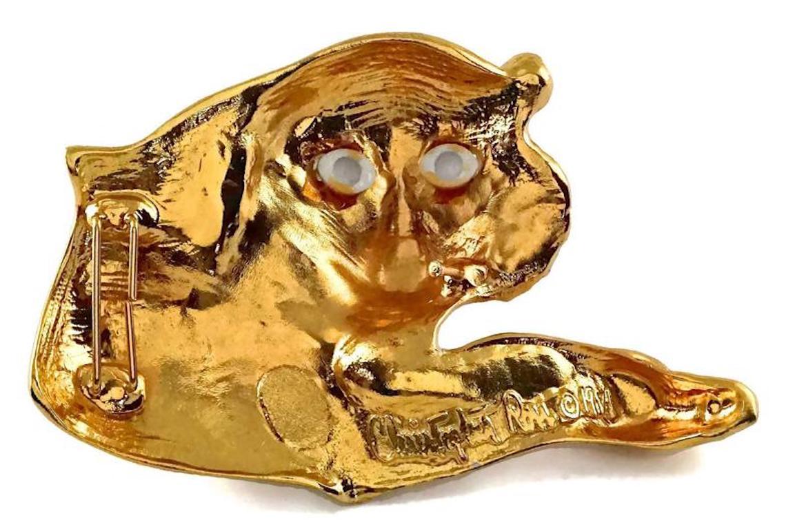 Vintage 1991 CHRISTOPHER ROSS Sculpture Tiger Belt Buckle For Sale 1