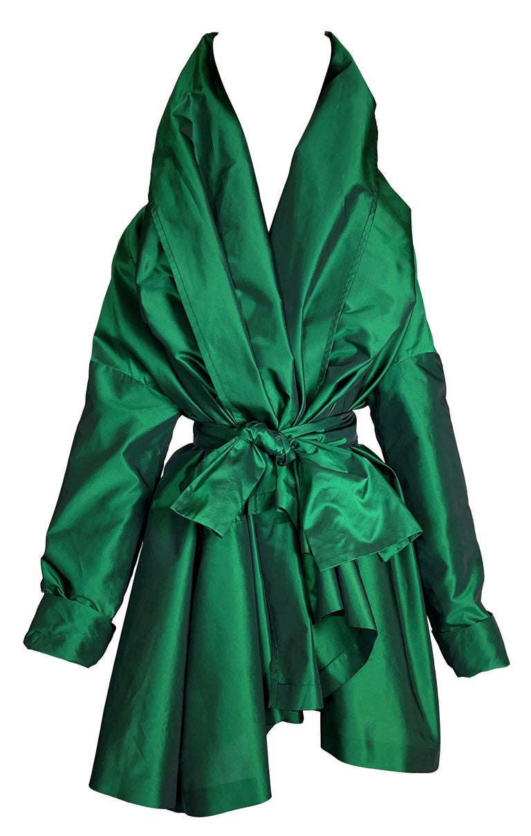 Vintage 1991 Dolce and Gabbana Emerald Green Satin Coat Dress at 1stDibs |  dolce and gabbana emerald green dress, italian size 40 in us clothing