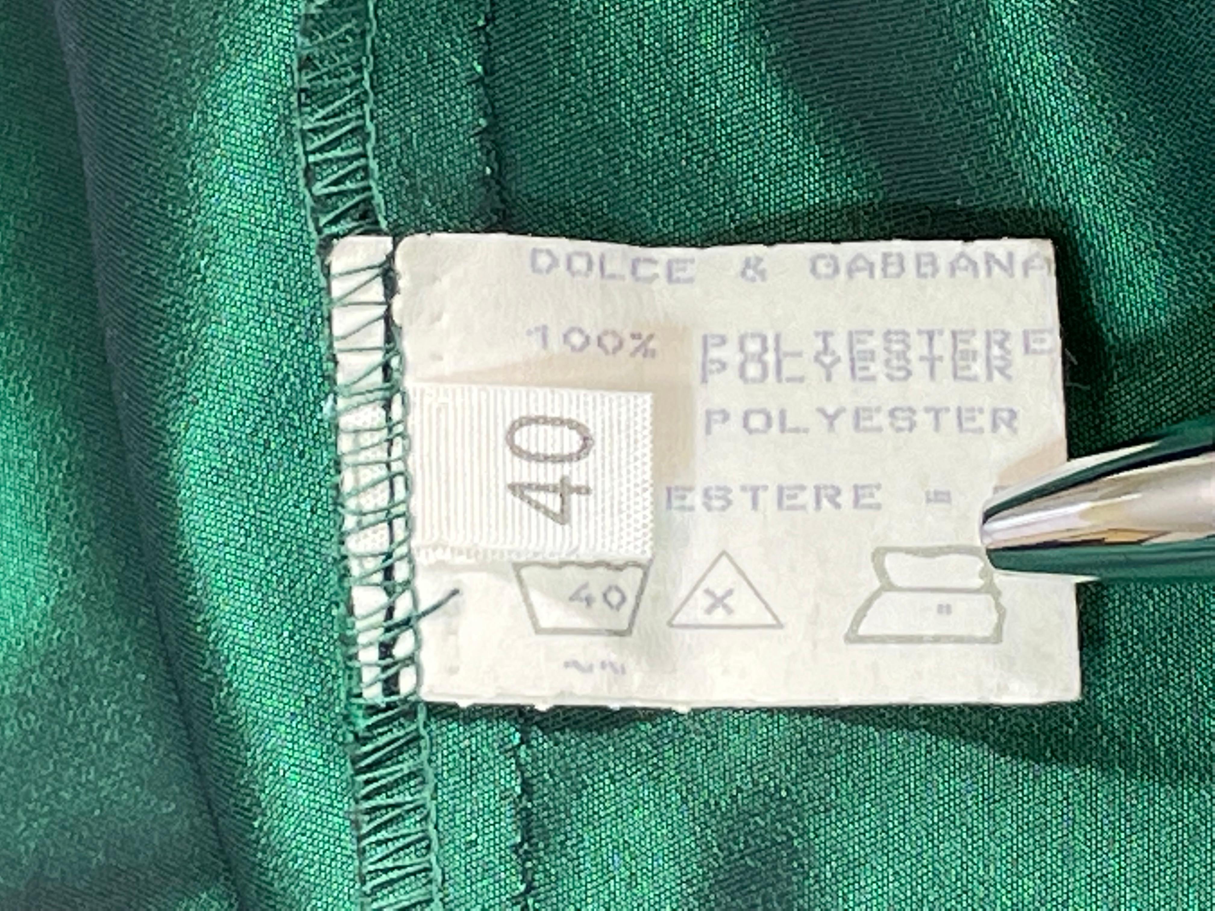 Women's Vintage 1991 Dolce & Gabbana Emerald Green Satin Coat Dress