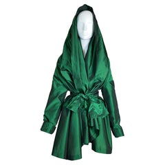 Vintage 1991 Dolce & Gabbana Emerald Green Satin Coat Dress