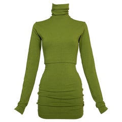 Vintage 1991 Dolce 
Gabbana Green High Neck Crop Top 
High Waist Mini Skirt