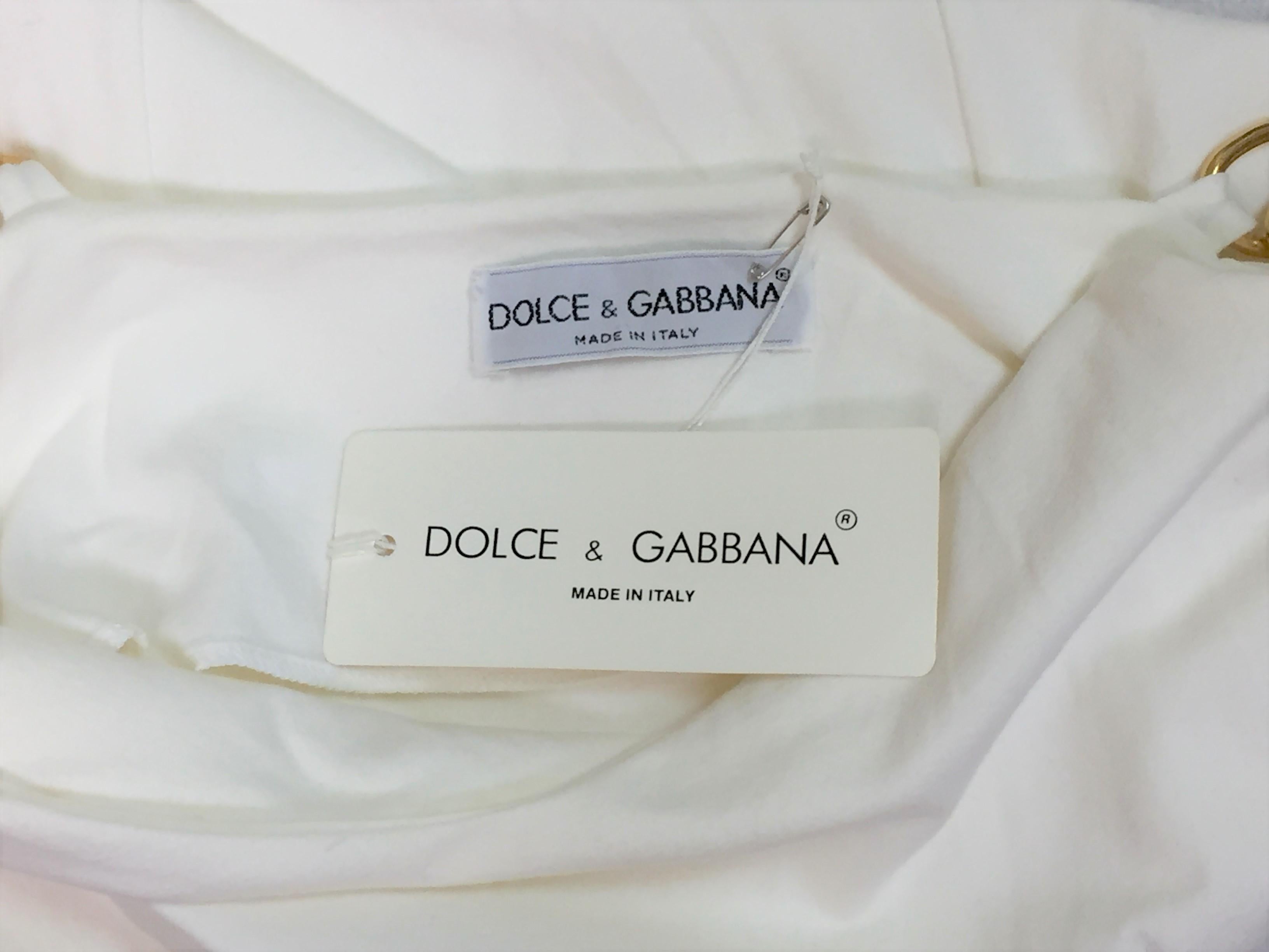 Women's Vintage 1991 Dolce & Gabbana Pin-Up Ivory Gold Chain Strap Bodycon Wiggle Dress