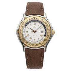 Ebel Voyager GMT 1124913 del 1991, bicolore, quadrante bianco, automatico, 38 mm