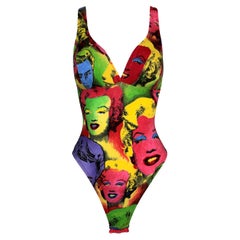 Vintage 1991 Gianni Versace Andy Warhol Marilyn Monroe Print Bodysuit Top