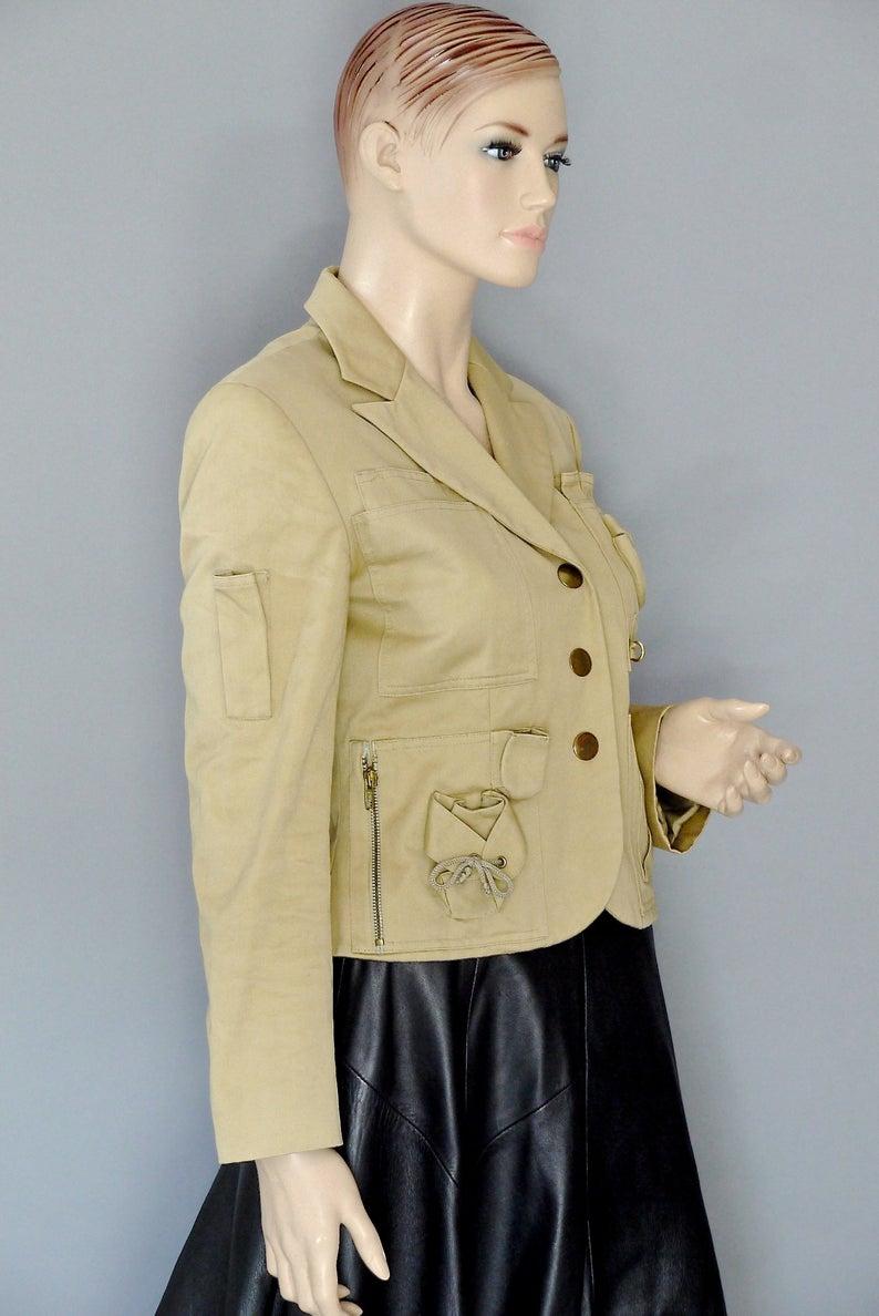 Vintage 1991 MOSCHINO COUTURE Survival Jacket Military Safari Khaki Jacket In Good Condition In Kingersheim, Alsace