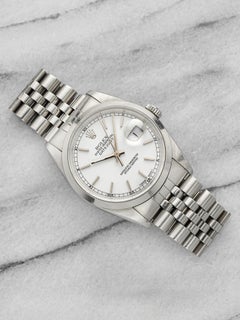 Vintage 1991 Rolex Datejust 16200 Stainless Steel White Stick Dial Auto 36mm
