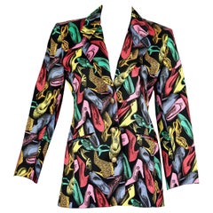 Retro 1991 SALVATORE FERRAGAMO Multicolor Shoe Print Blazer Jacket