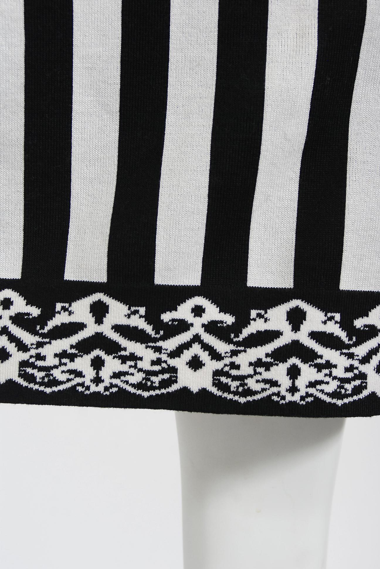 Vintage 1992 Azzedine Alaia Black & White Stripe Knit High-Waist Hourglass Skirt 5