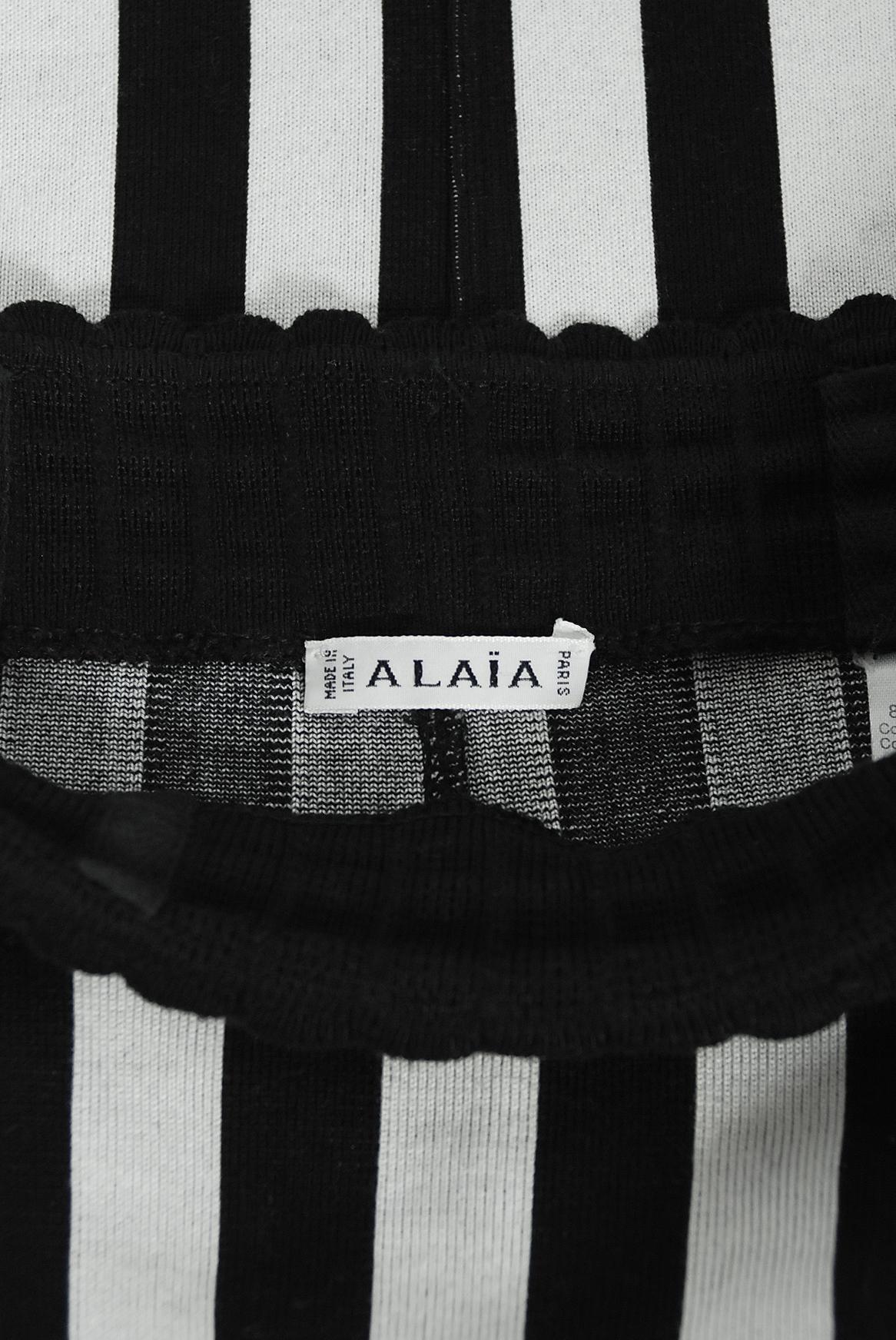 Vintage 1992 Azzedine Alaia Black & White Stripe Knit High-Waist Hourglass Skirt 7
