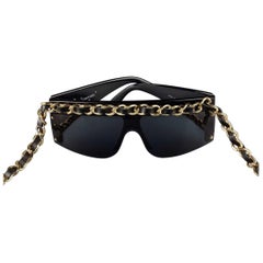 Retro 1992 CHANEL Iconic Leather Chain Drop Sunglasses