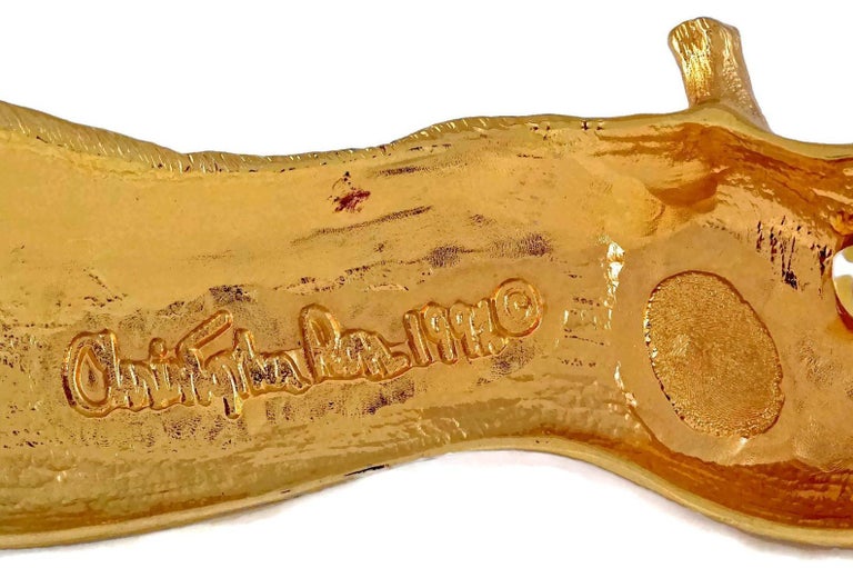 Christopher Ross signed vintage  Gold Giraffe-Accent Belt Accessory Vintage 1992 CHRISTOPHER ROSS Sculpture Giraffe Belt Buckle  main image 3