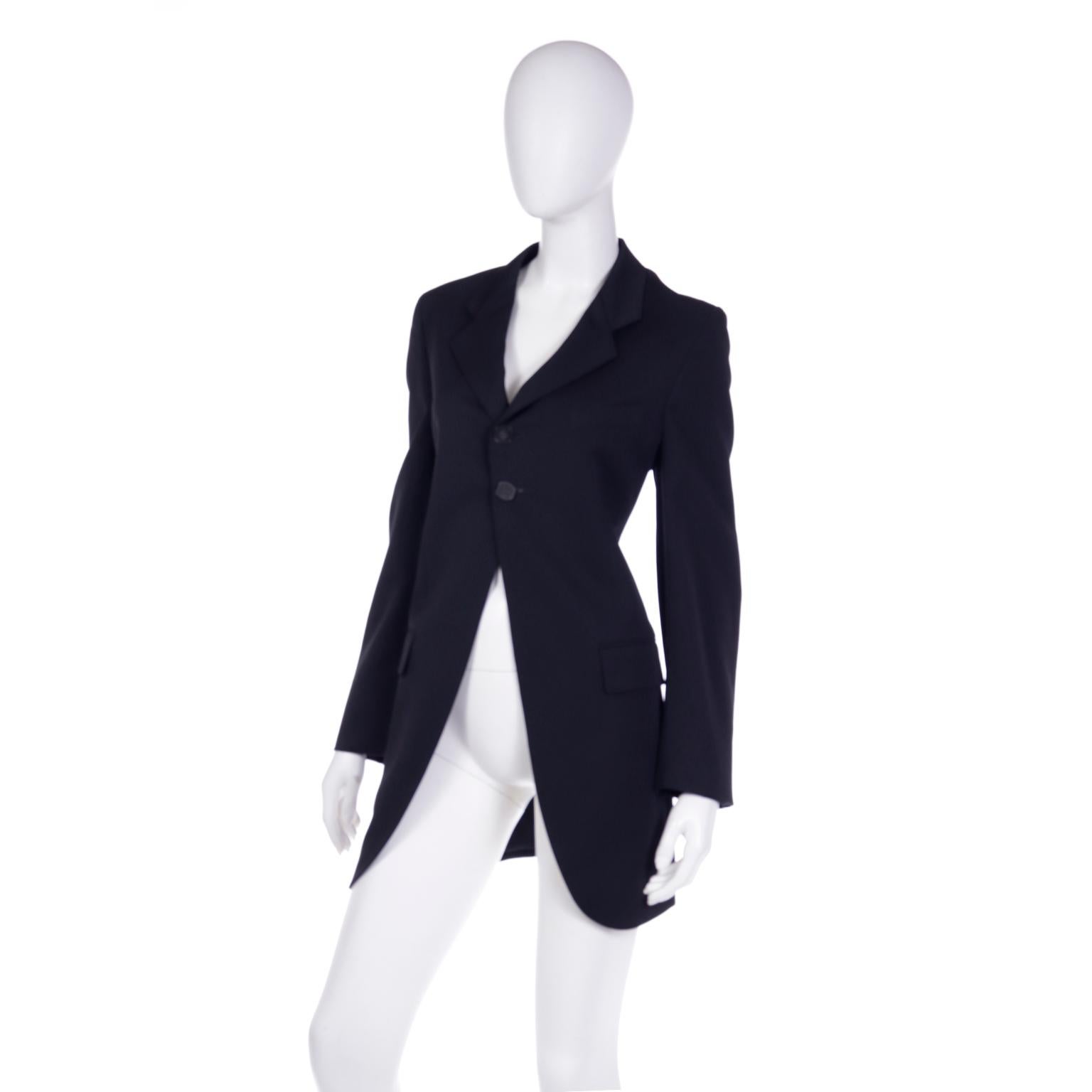 Vintage 1992 Comme des garcons Black Label Cutaway Black Blazer Jacket In Excellent Condition In Portland, OR