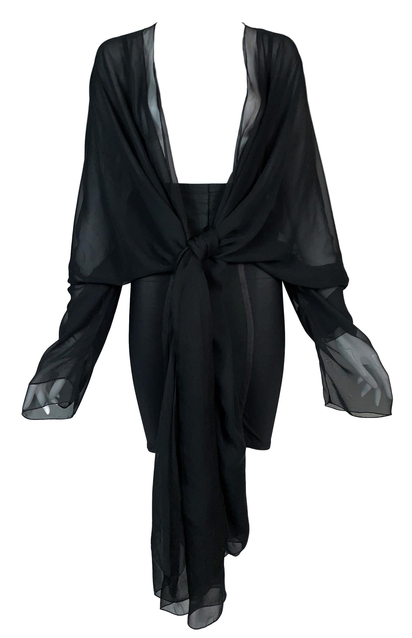 Vintage 1992 Dolce & Gabbana Schiere Seide Korsett Bandage Rock Minikleid (Schwarz)