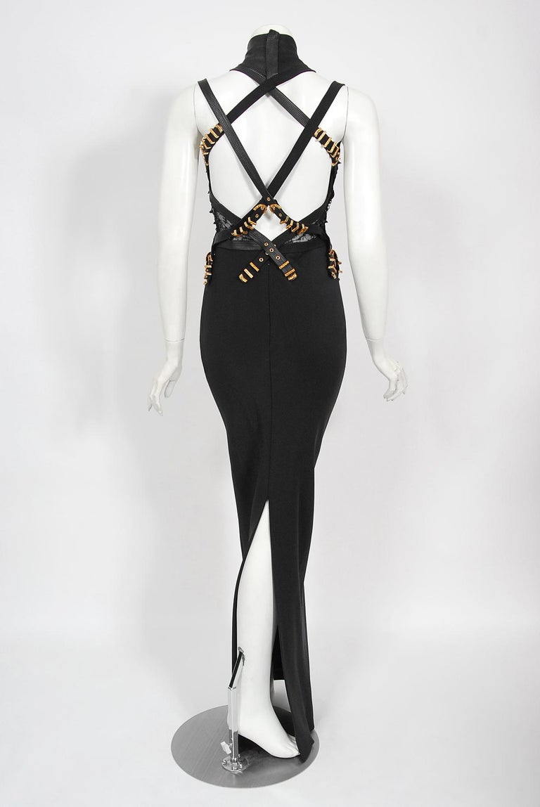Vintage 1992 Gianni Versace Couture Documented Black Bondage Silk