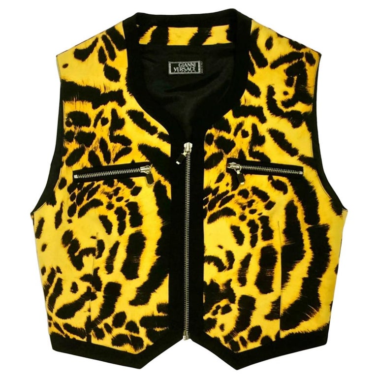Vintage 1992 GIANNI VERSACE COUTURE Iconic Leopard Print Vest For Sale at  1stDibs | leopard vest, versace vest