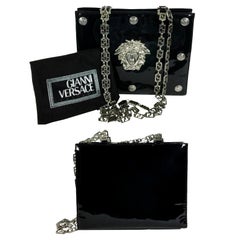 Vintage 1992 GIANNI VERSACE COUTURE Iconic Medusa Patent Leather Chain Shoulder