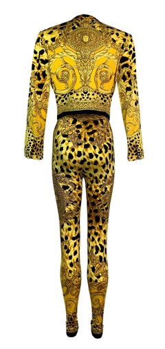 Vintage 1992 Gianni Versace Leggings Leopardati e Giacca Cropped
