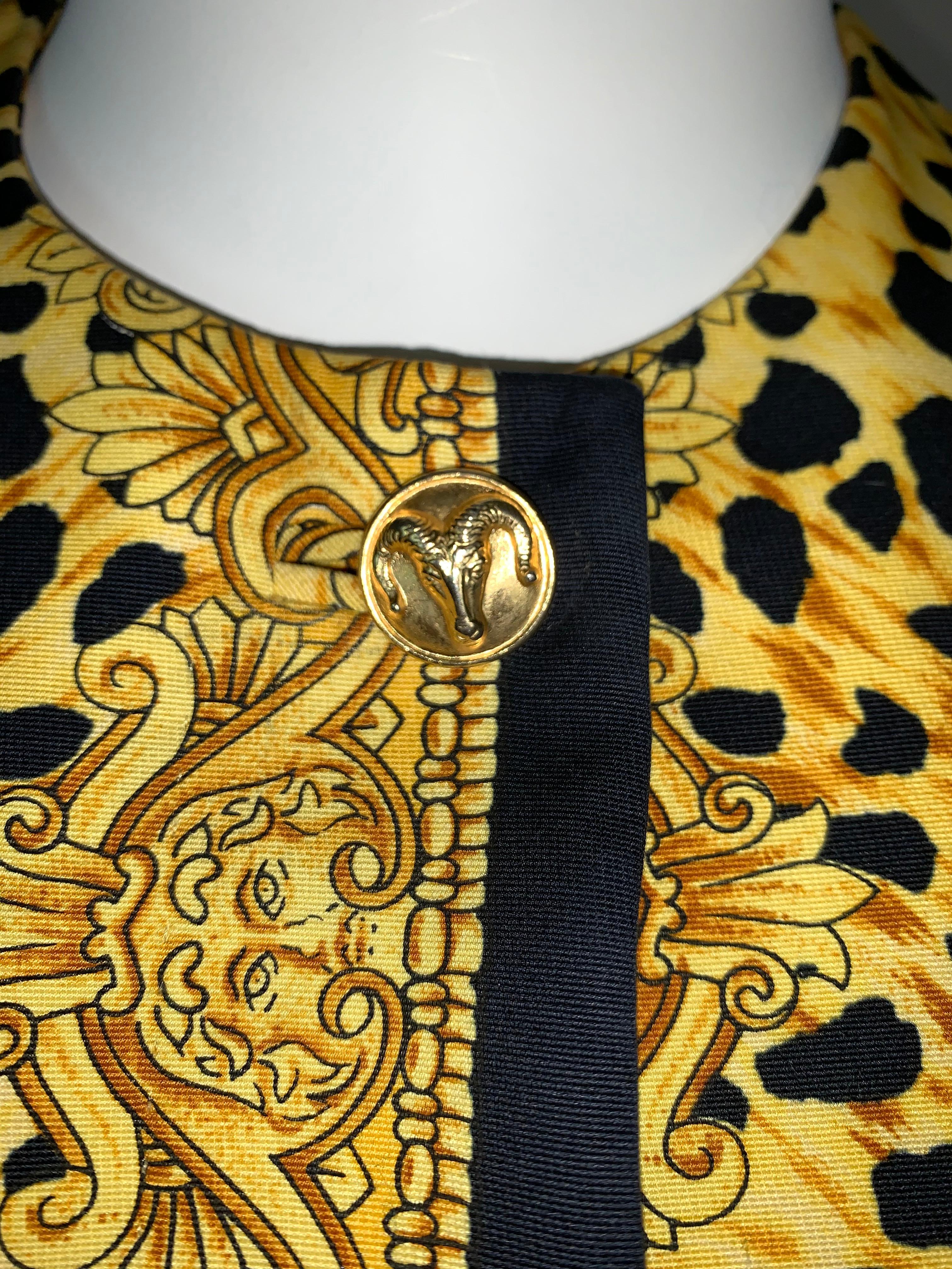 Vintage 1992 Instante Gianni Versace Leopard Leggings & Cropped Jacket In Good Condition In Yukon, OK