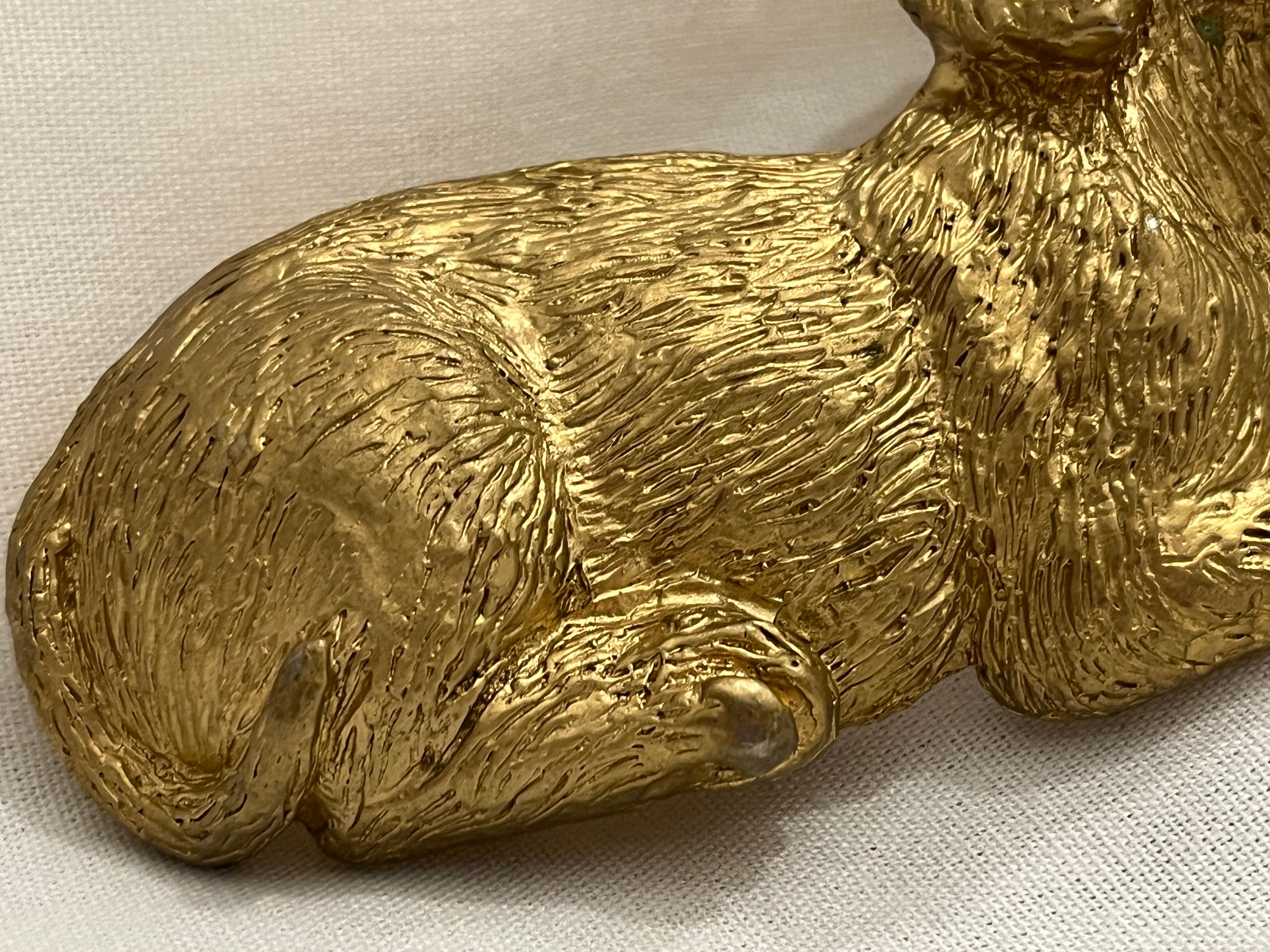 Vintage 1992 Mimi Di Niscemi Signed Golden Dachshund Belt Buckle with Brown Eyes For Sale 7