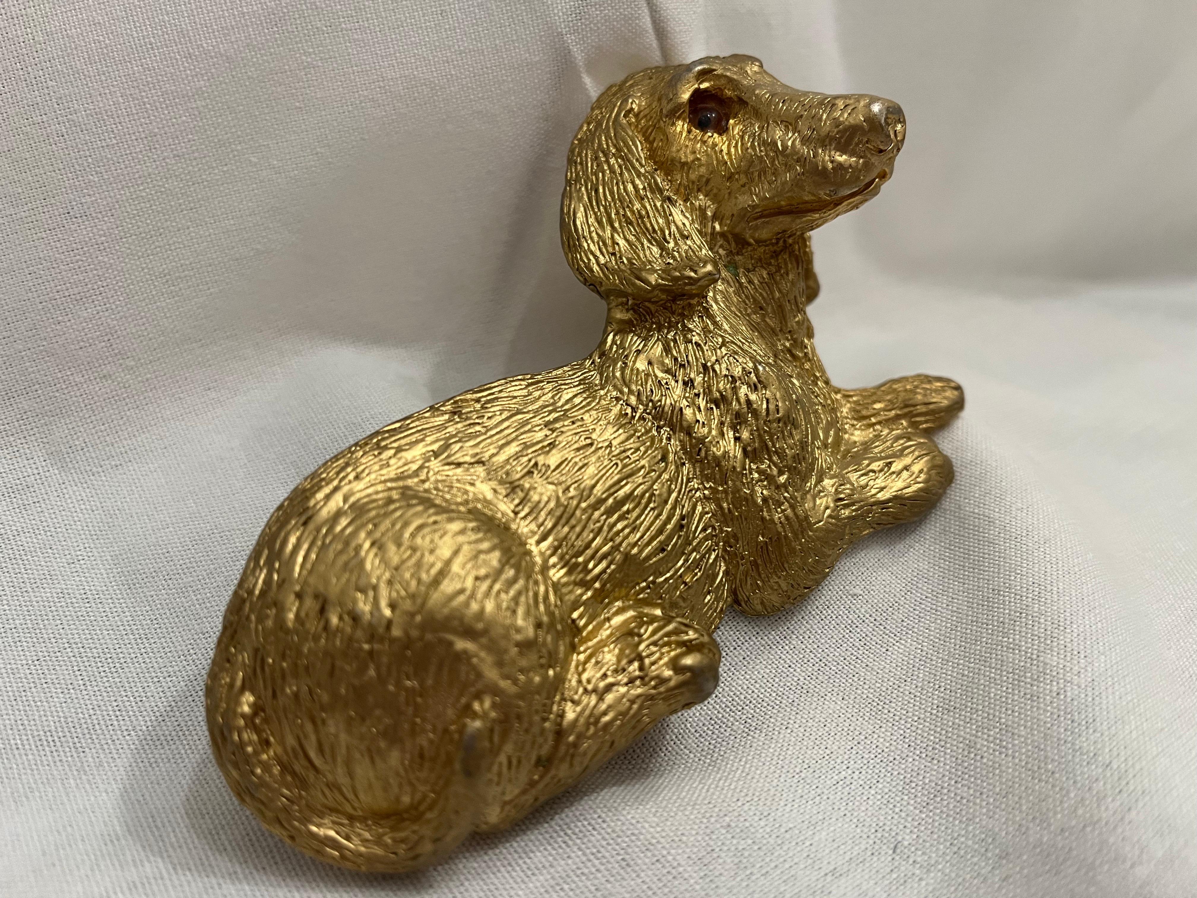 Metal Vintage 1992 Mimi Di Niscemi Signed Golden Dachshund Belt Buckle with Brown Eyes For Sale