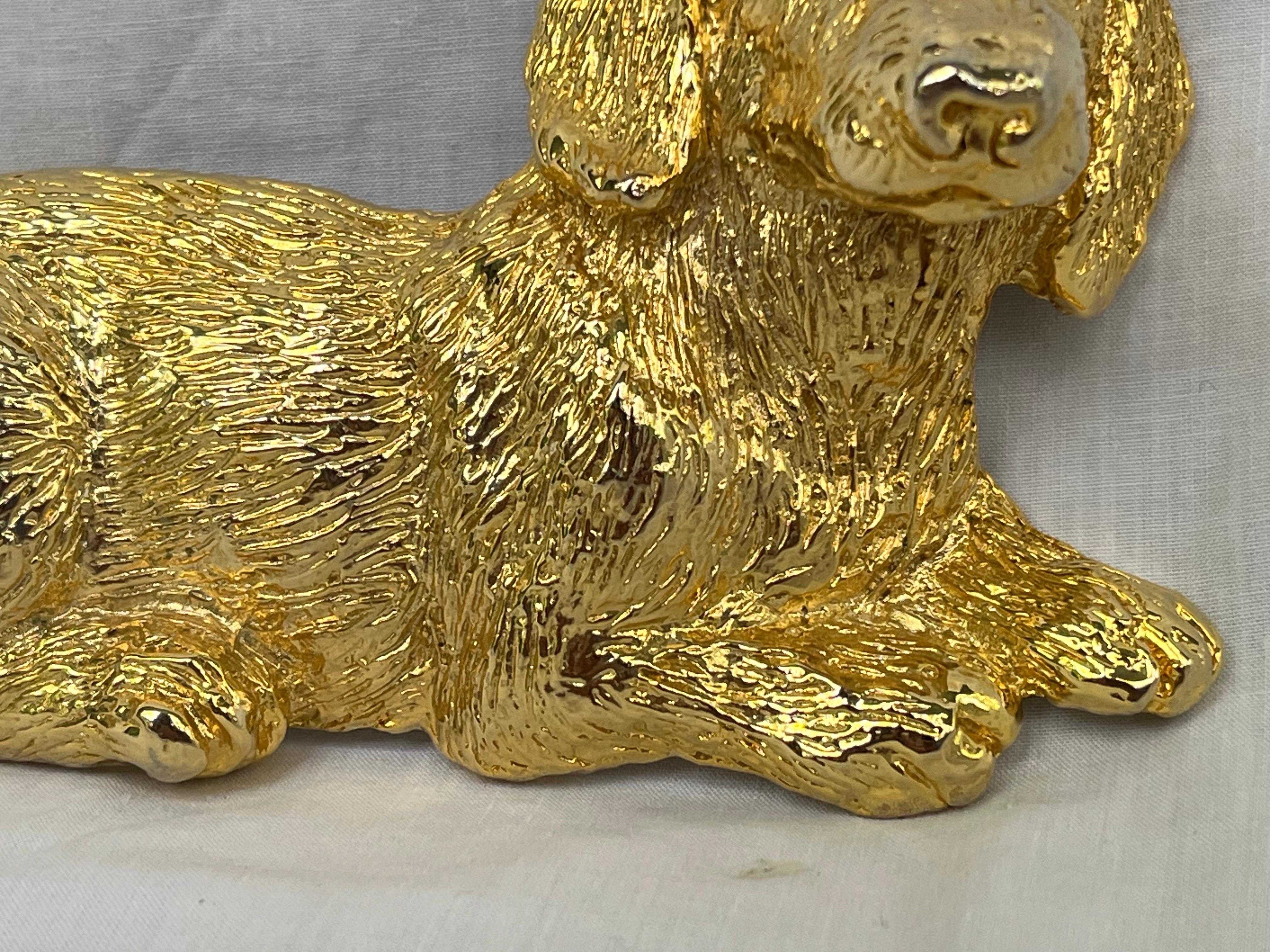 20th Century Vintage 1992 Mimi Di Niscemi Signed Golden Dachshund Belt Buckle with Brown Eyes