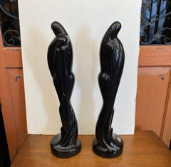 Vintage 1992 Royal Haeger Ceramic "Embraced Love" Figure Statues - a Pair