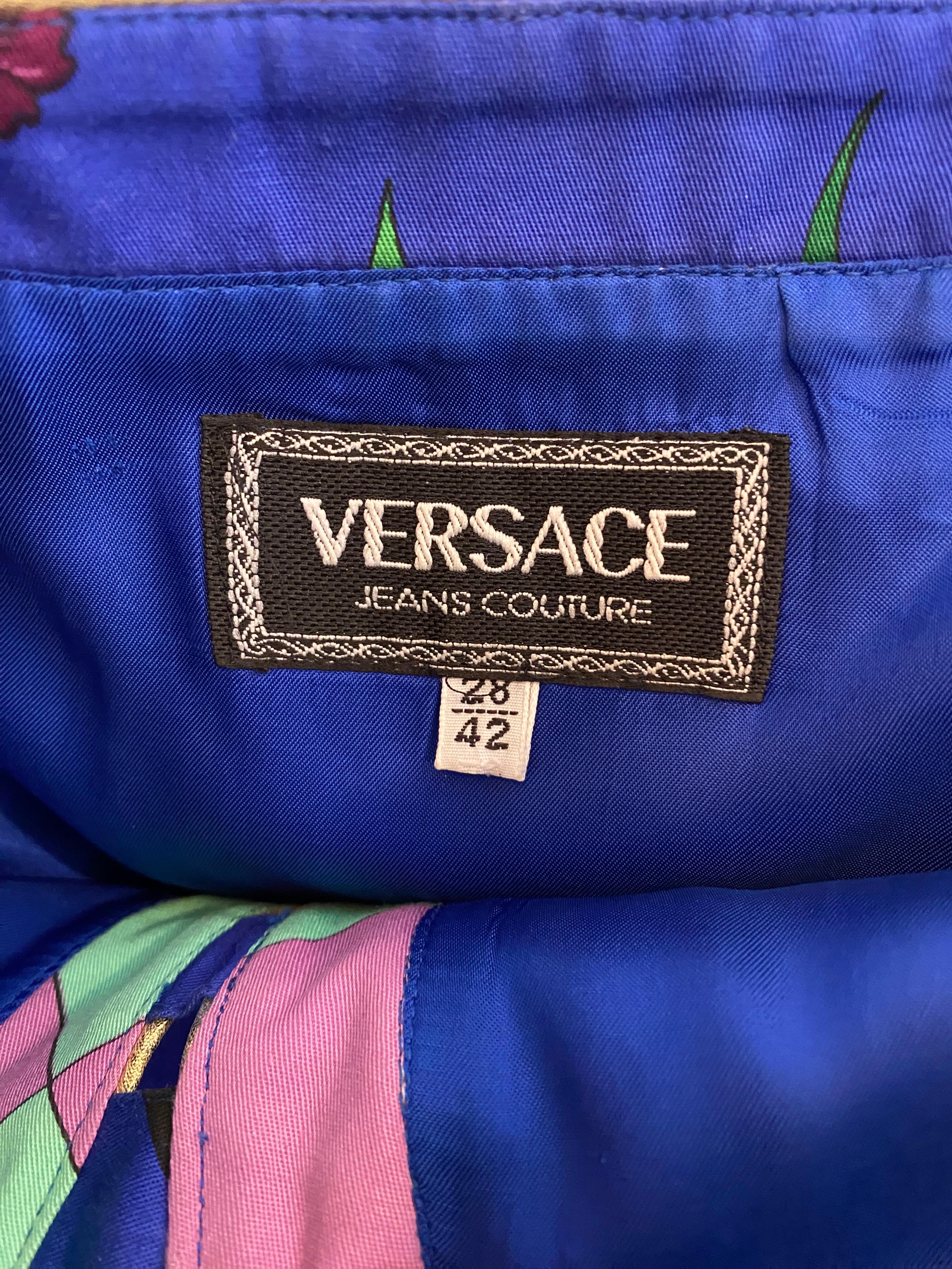 Vintage 1992 Spring Ready to Wear Versace Jeans Couture Cotton Baroque Dress For Sale 1