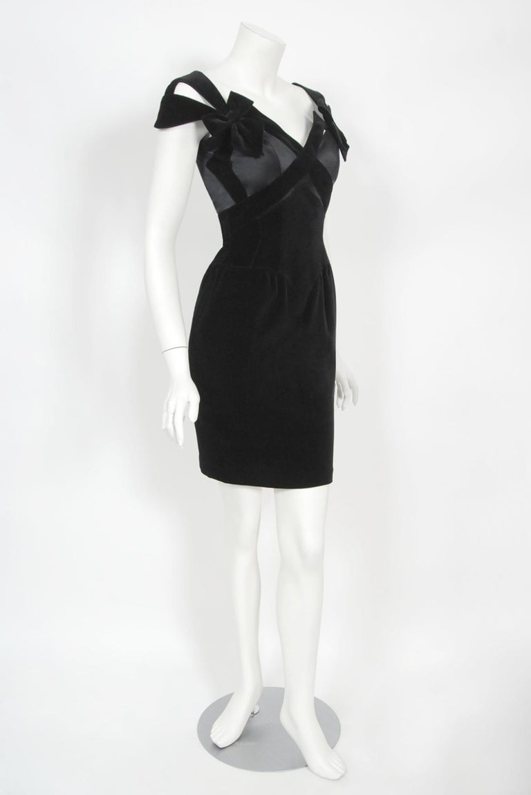 mugler velvet mini dress Mugler Asymmetric Velvet Mini Dress in Black