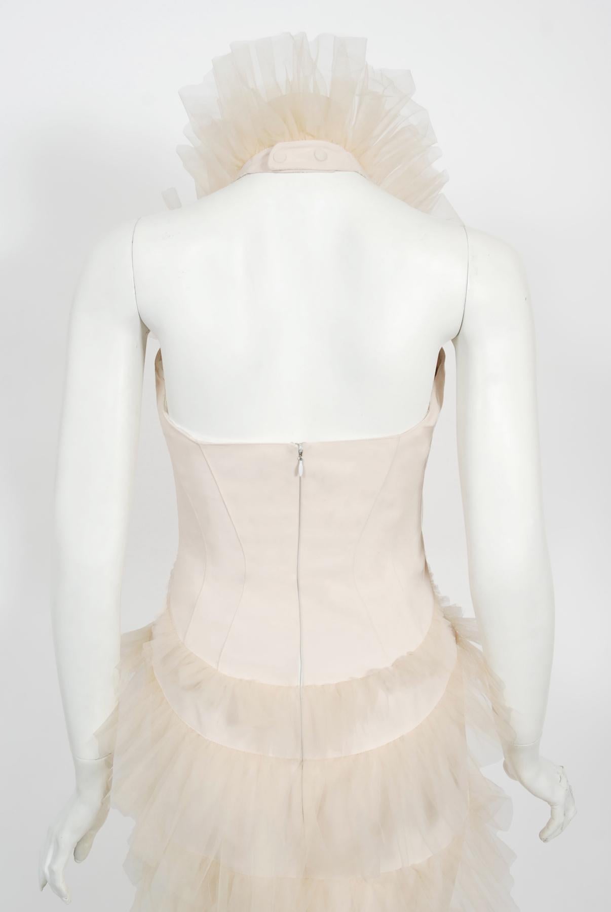 Vintage 1992 Thierry Mugler Couture Stretch Silk & Tulle Bustier Hourglass Gown  For Sale 9
