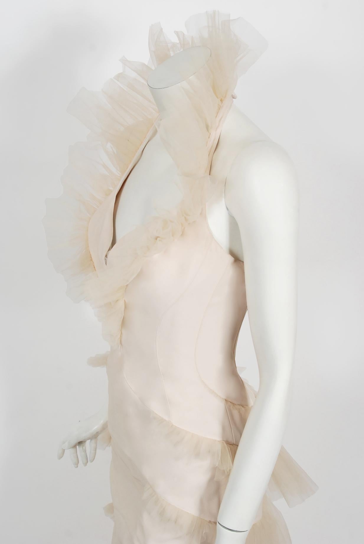 Vintage 1992 Thierry Mugler Couture Stretch Silk & Tulle Bustier Hourglass Gown  For Sale 2