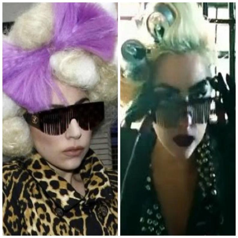 Black Vintage 1993 CHANEL Logo Comb Futuristic Sunglasses As Seen On Lady Gaga
