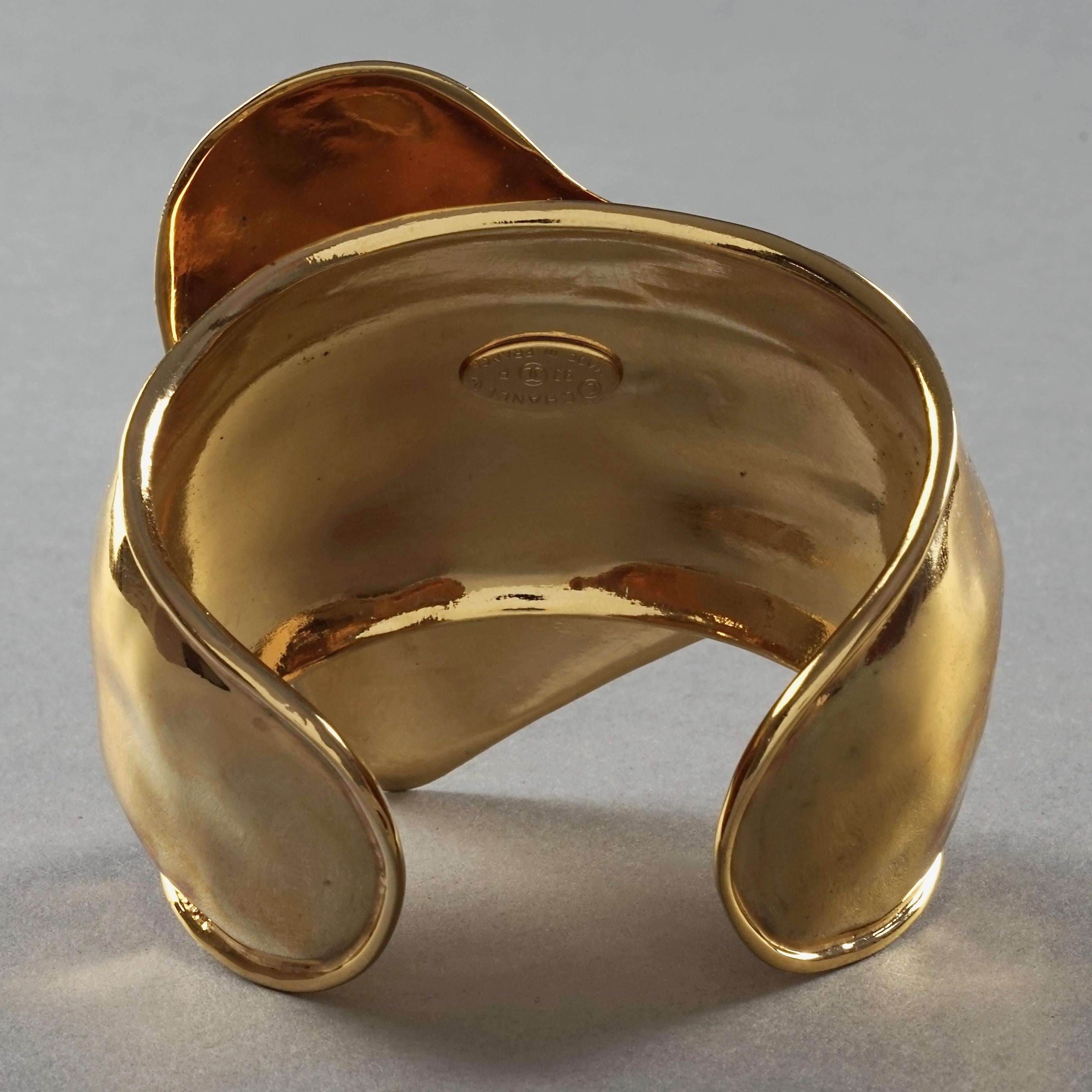 Vintage 1993 CHANEL Logo Heart Cuff Bracelet 7