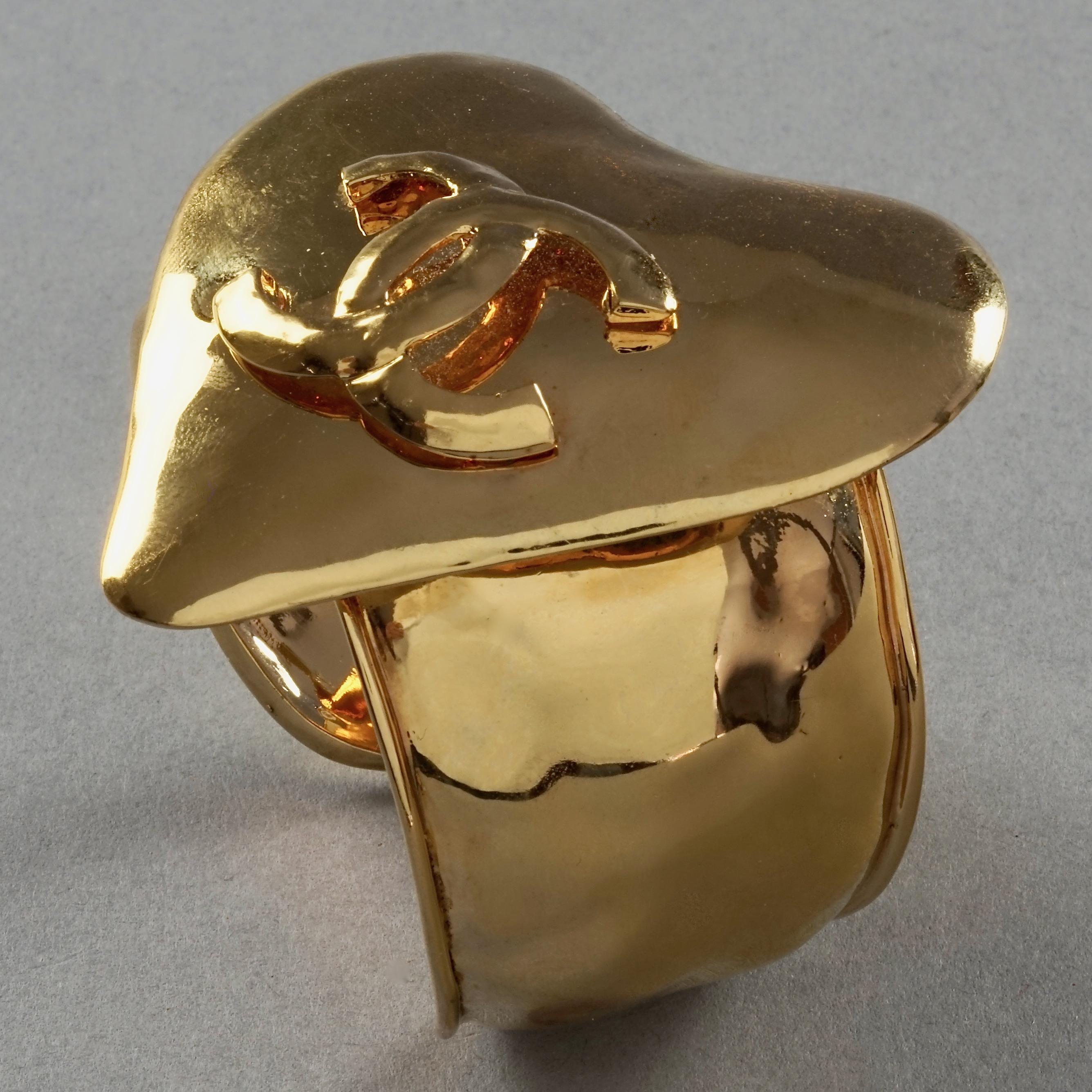 Women's Vintage 1993 CHANEL Logo Heart Cuff Bracelet