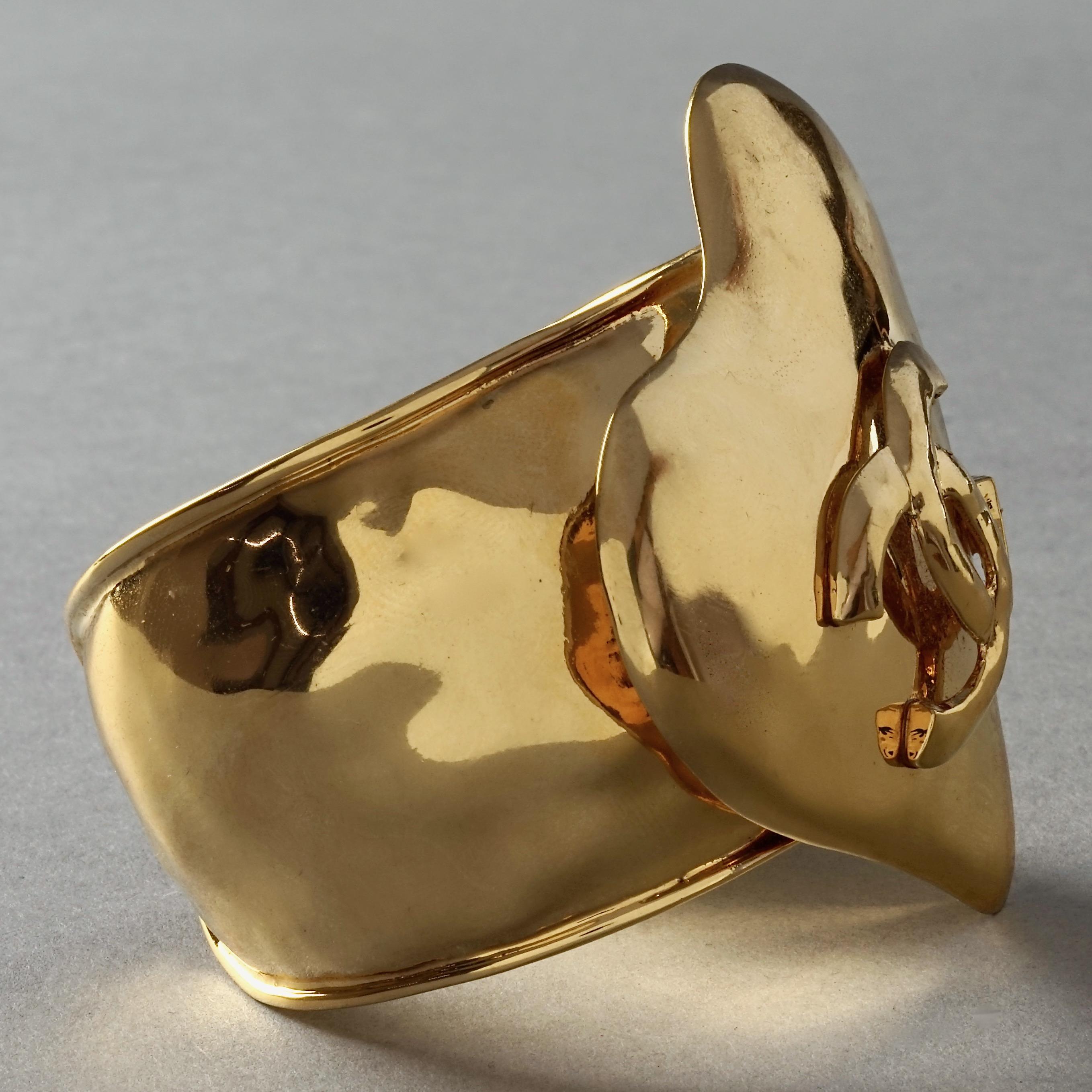 Vintage 1993 CHANEL Logo Heart Cuff Bracelet 2
