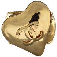 Vintage 1993 CHANEL Logo Heart Cuff Bracelet
