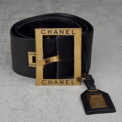 Vintage 1993 CHANEL Luggage Tag Logo Belt