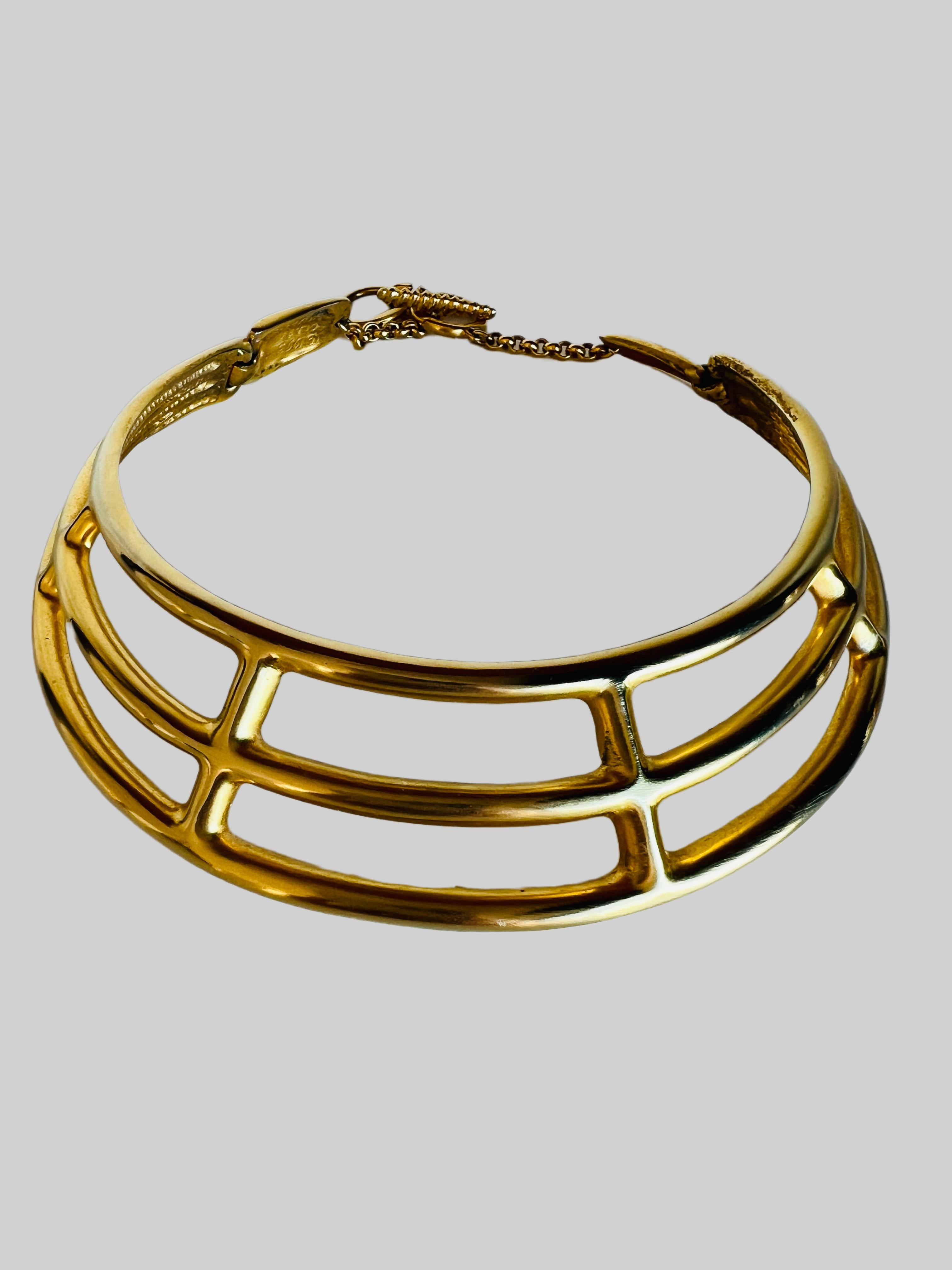 Vintage 1993 Clara Studio Gold Choker Cuff Necklace Bracelet Set In Good Condition In Sausalito, CA