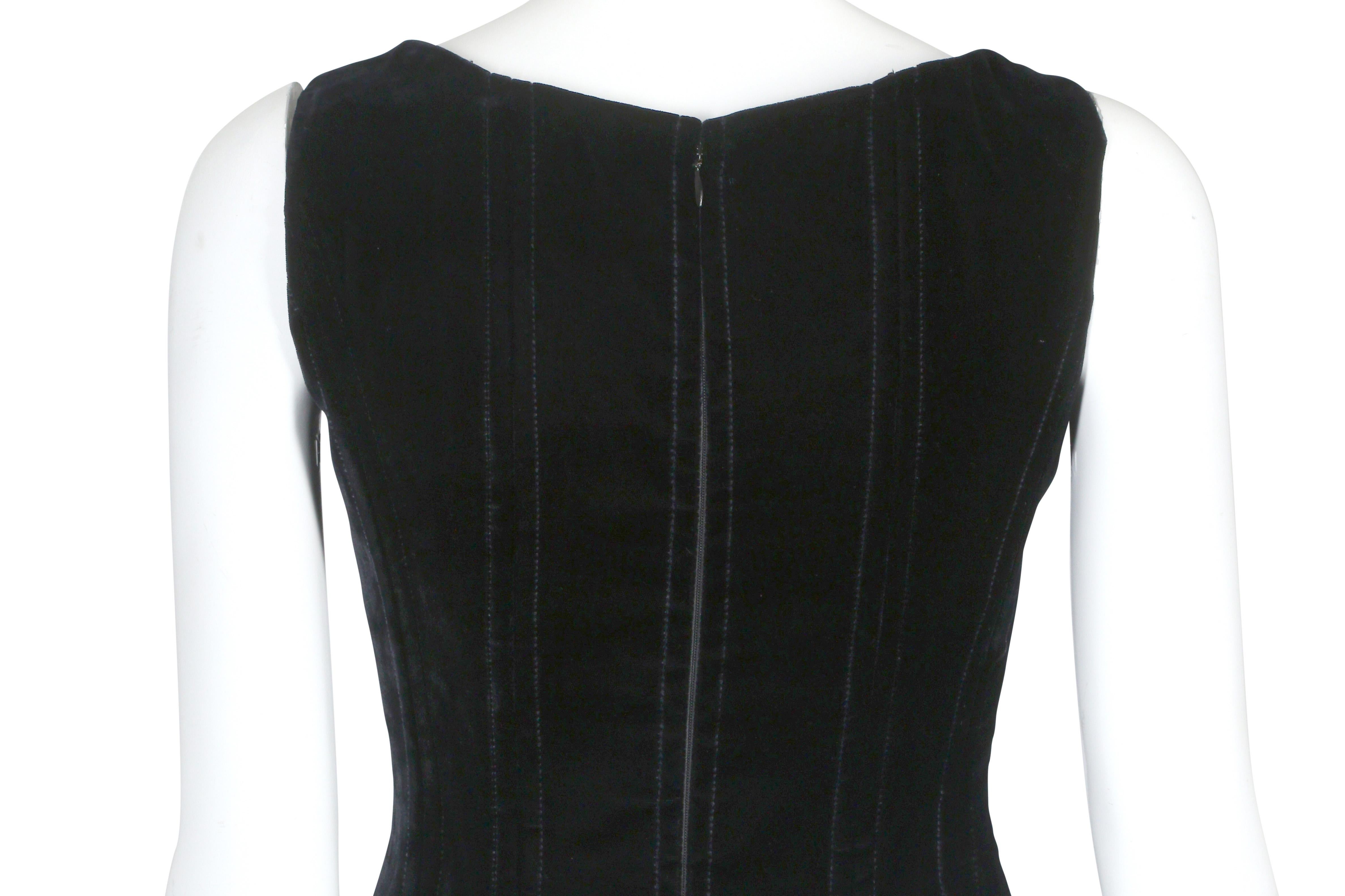 Women's Vintage 1993 F/W Chanel Black Velvet & Silk Corset Bustier Dress