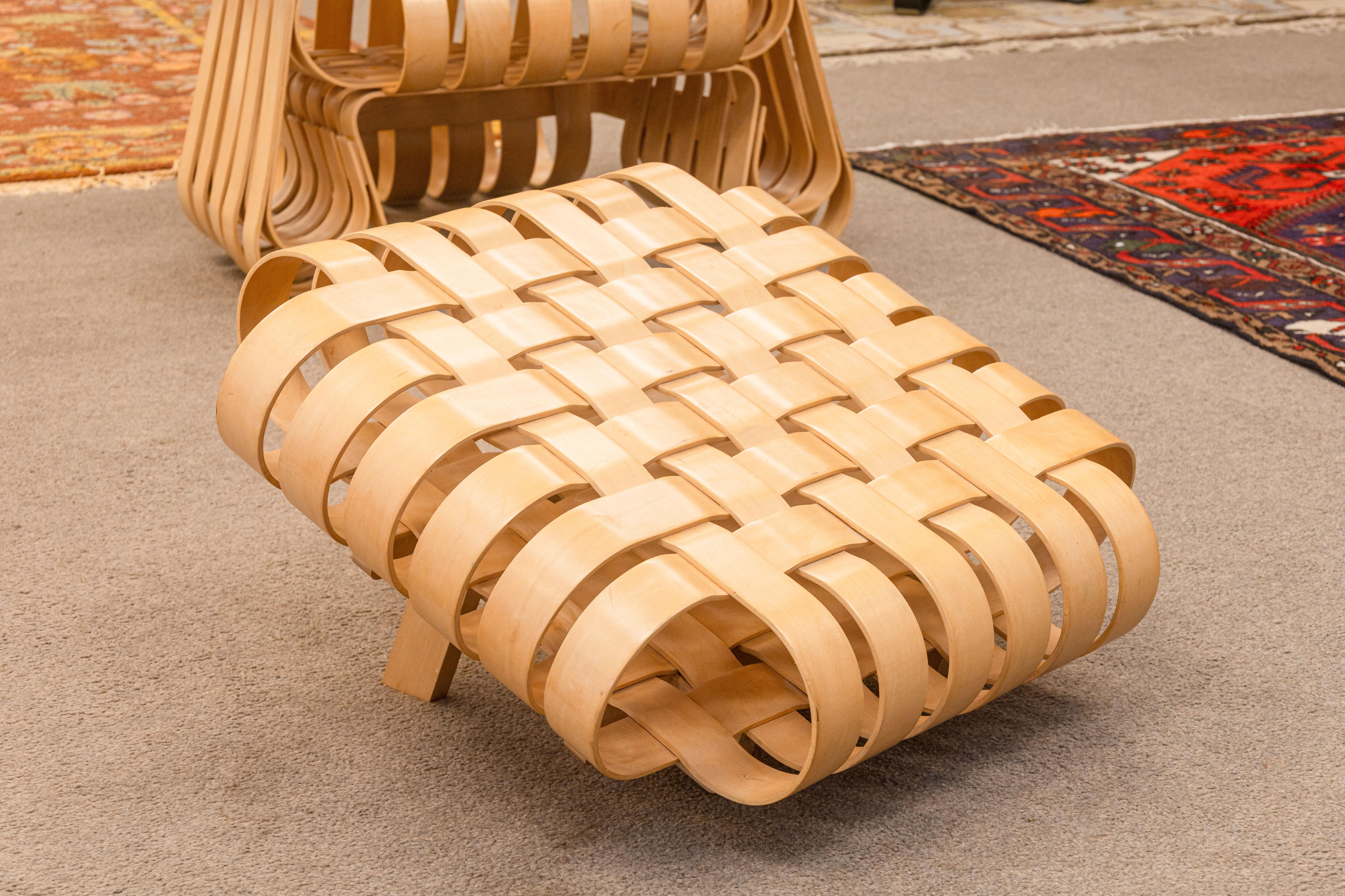 Vintage 1993 Frank Gehry for Franks Chaise longue tissée Power Play et Ottoman en vente 5