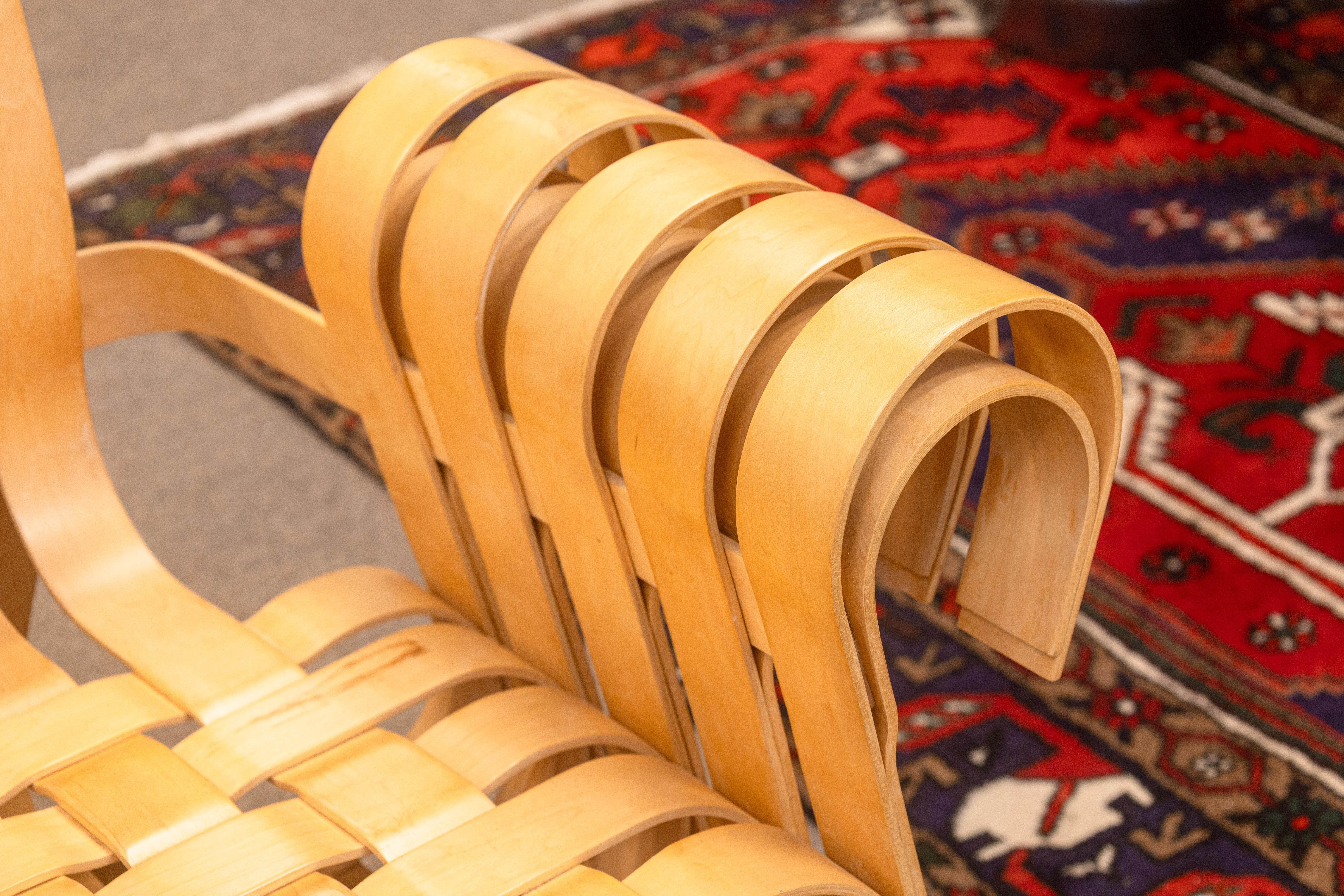 Vintage 1993 Frank Gehry for Franks Chaise longue tissée Power Play et Ottoman en vente 2