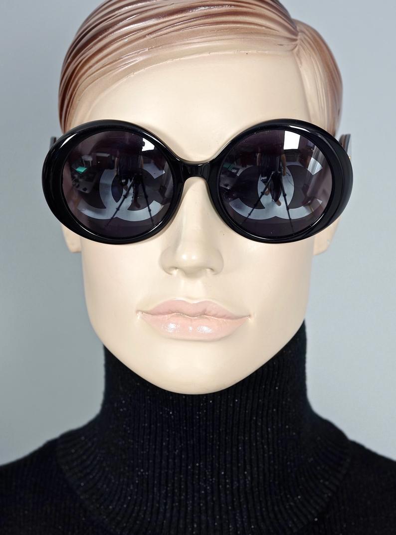 Vintage 1993 Iconic CHANEL CC Lenses Black Sunglasses 2