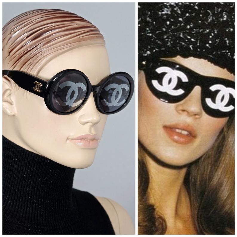 Vintage 1993 Iconic CHANEL CC Lenses Black Sunglasses 3