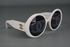 Vintage 1993 Iconic CHANEL CC Logo Lenses White Sunglasses
