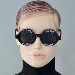 Vintage 1993 Iconic CHANEL PARIS CC Logo Round Black Sunglasses